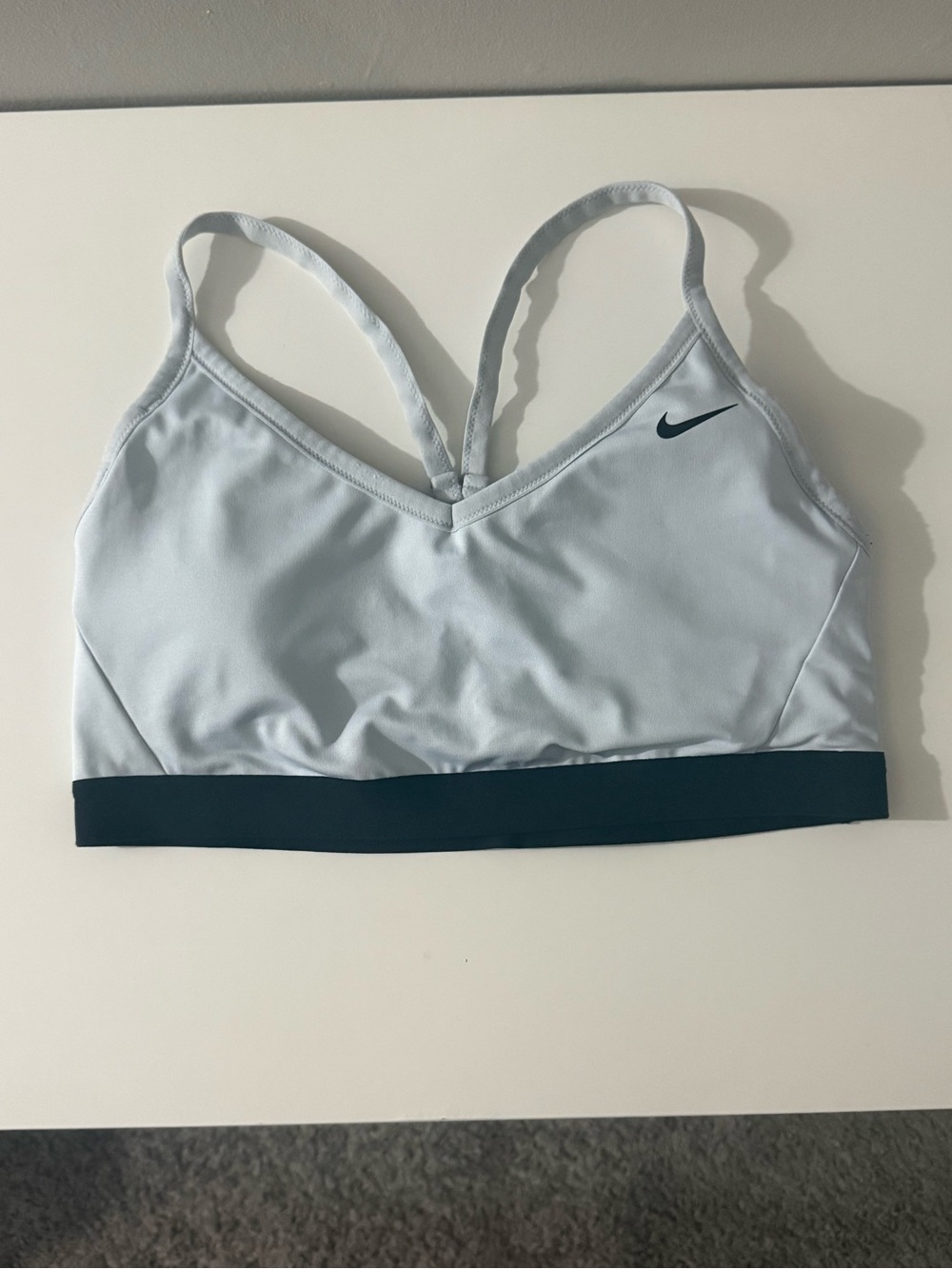 Nike Pale Blue Sports Bra with Dark Blue Band